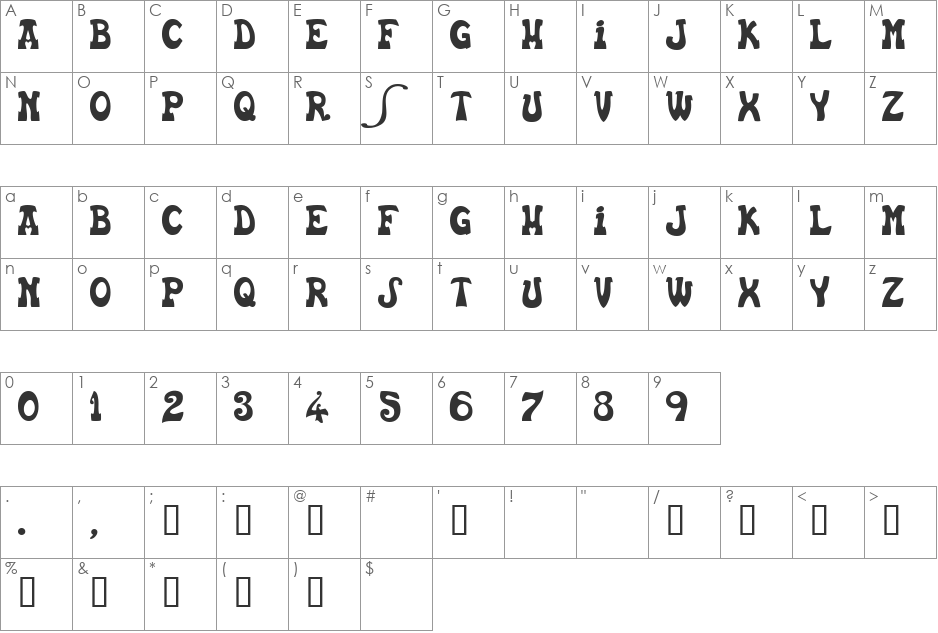 Euskal Font font character map preview