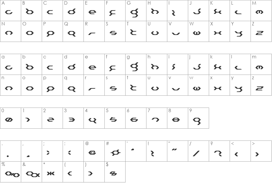 Eusocia solid font character map preview