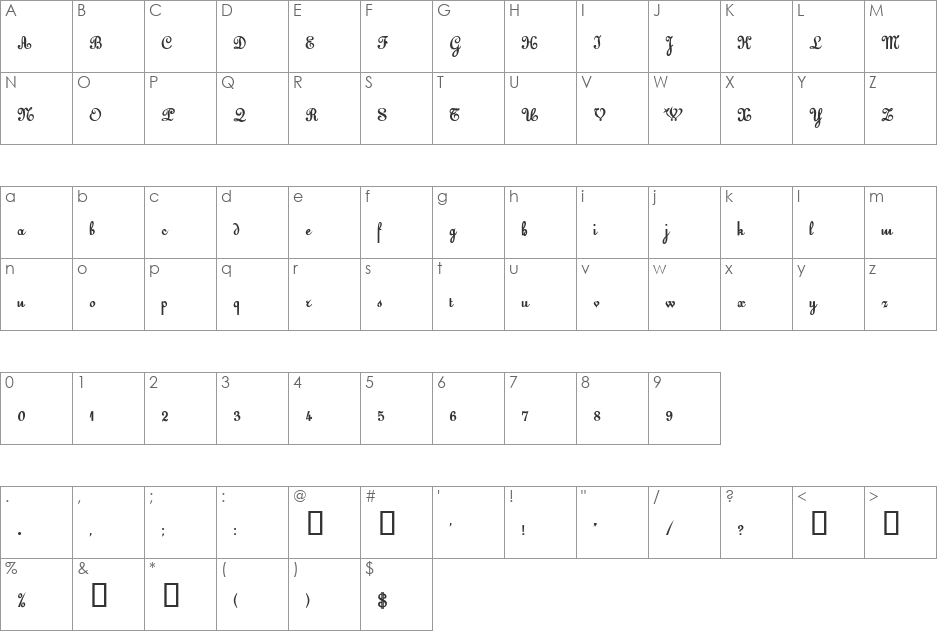 EustonScriptSSK font character map preview