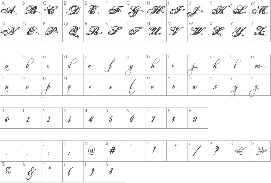 Eutemia II font character map preview