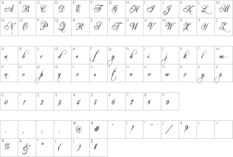 Eutemia III font character map preview