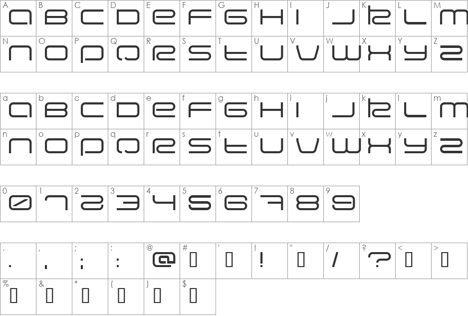 Eva font character map preview