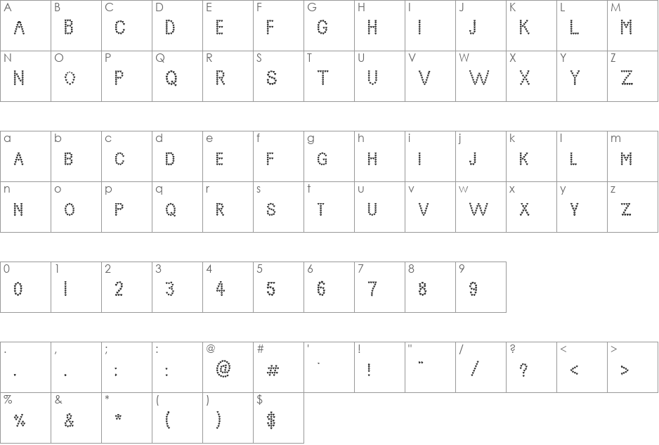 Even Hearted font character map preview