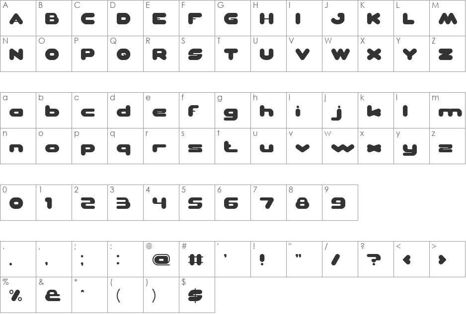 EVERGREEN font character map preview