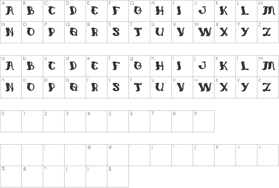 everlasting song font character map preview