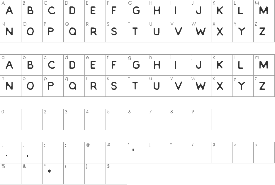 EVERLONG font character map preview