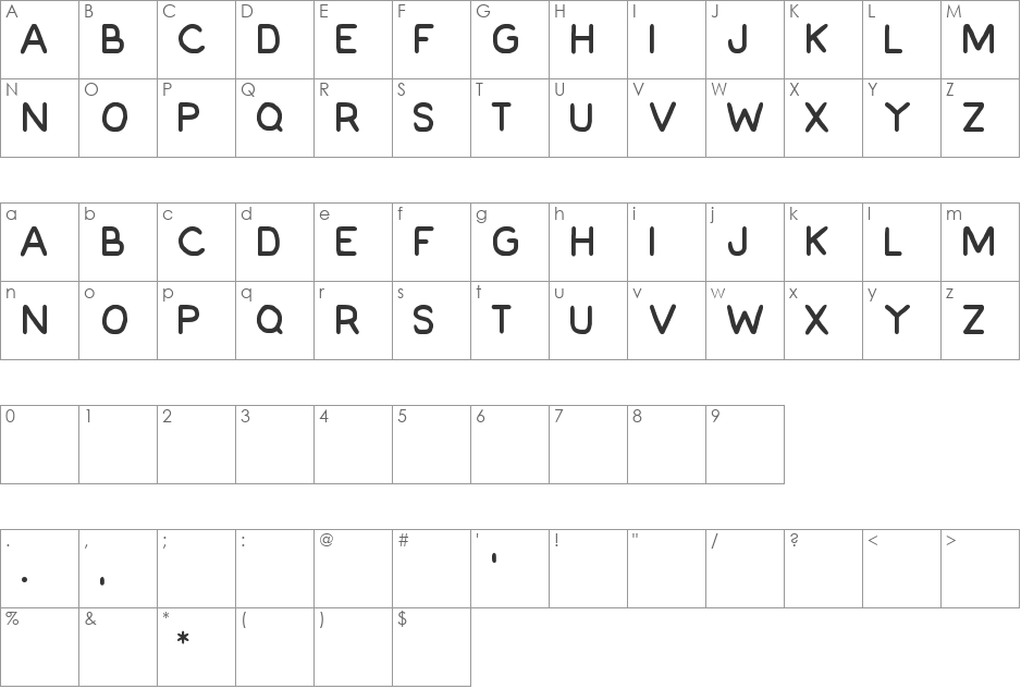 Everlong font character map preview