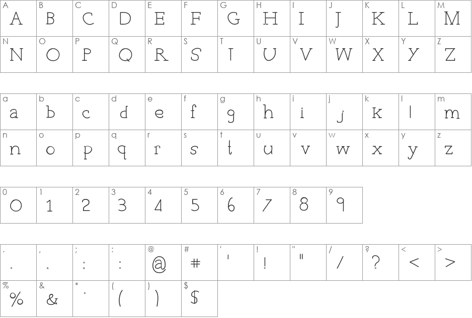 EverydayTypo font character map preview