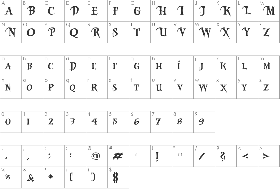 Evil Dead 3 DEMO font character map preview