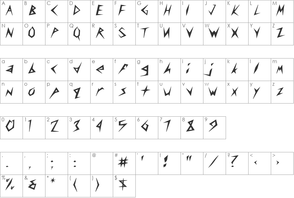 Amplifier font character map preview