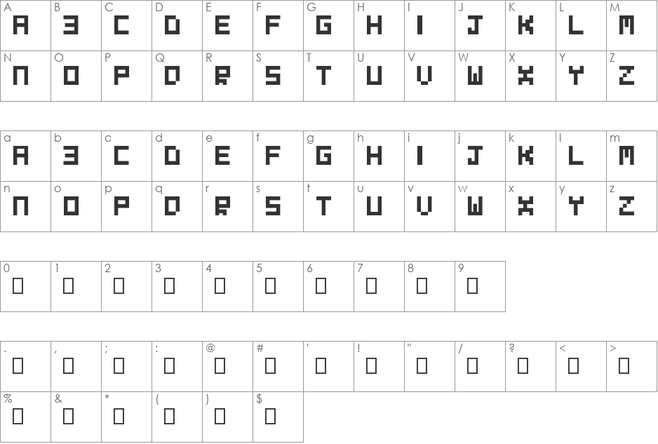 Evilborn Font font character map preview