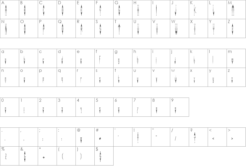 EvilClown font character map preview