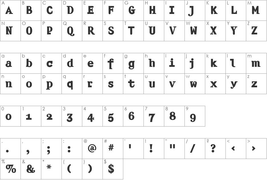 AmplifierB font character map preview