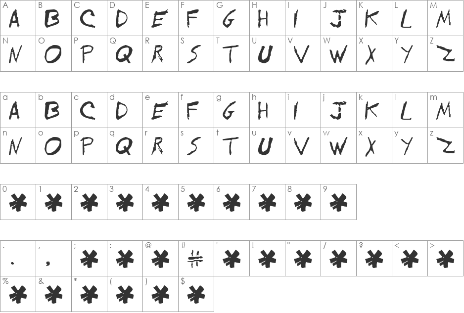EVOL font character map preview