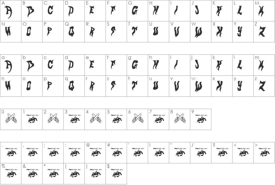 evol font character map preview