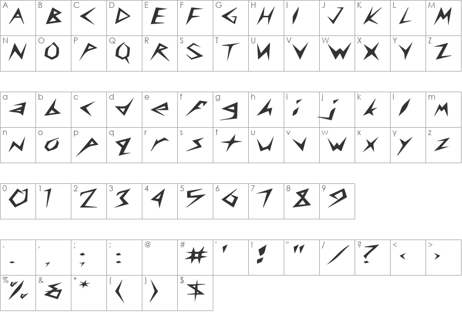 AmplifierExtended font character map preview