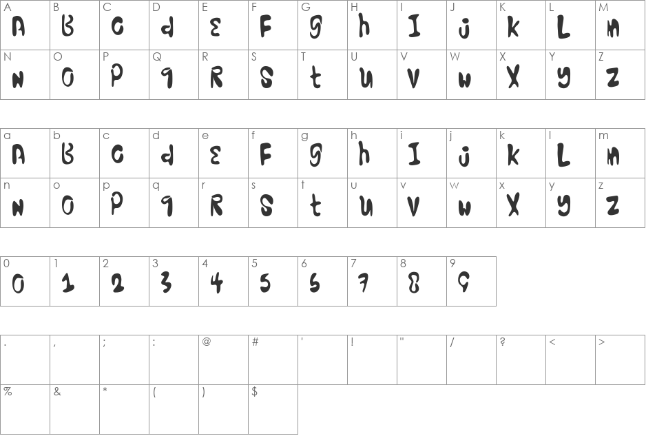 ExcellentStencil font character map preview