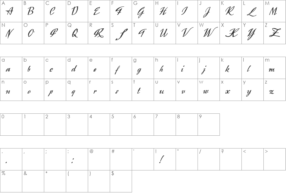 Exclusivite font character map preview