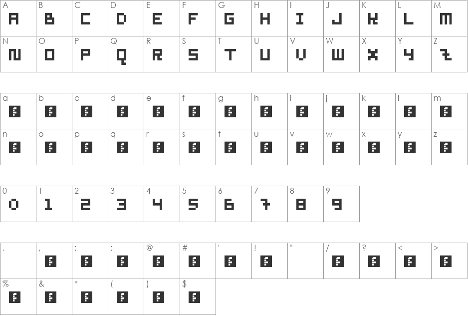 Exerc font character map preview