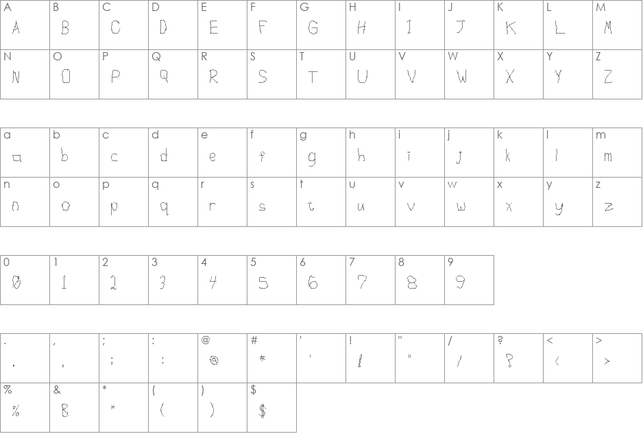 Exlgoaf font character map preview