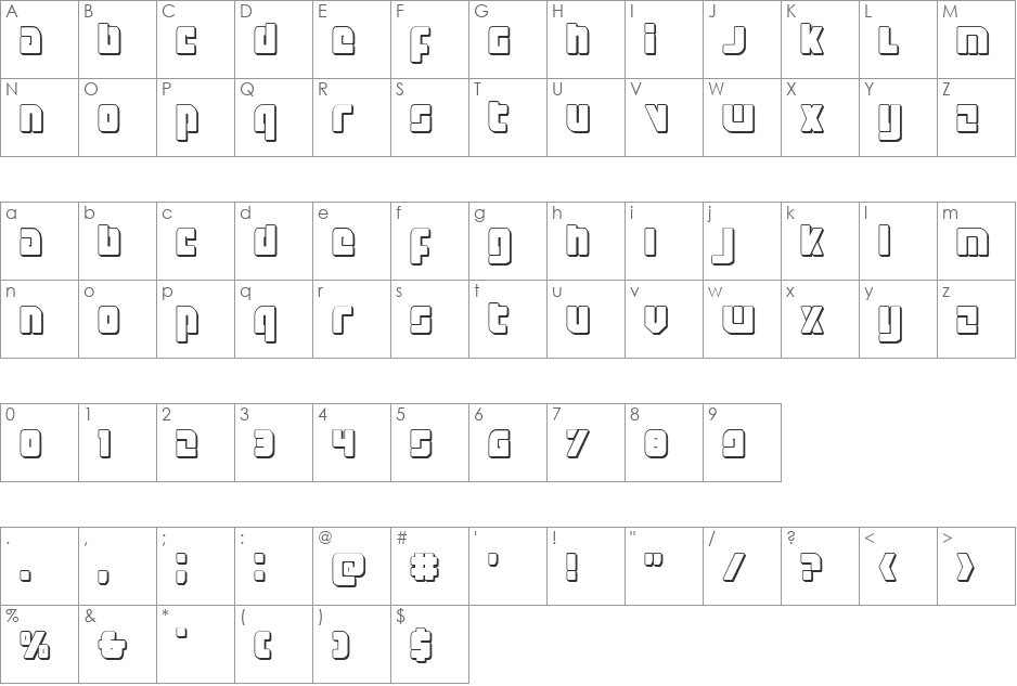Exoplanet 3D font character map preview