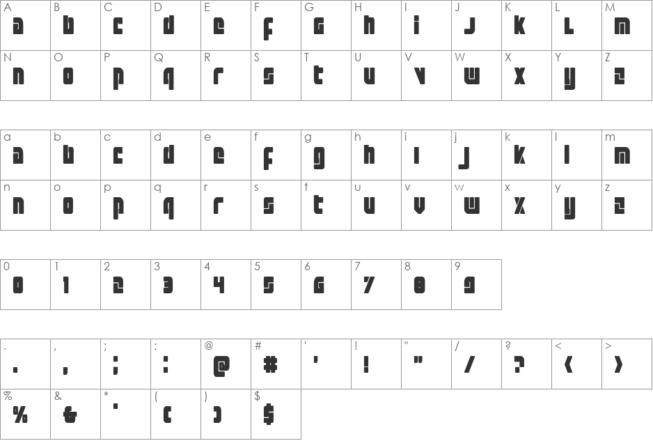 Exoplanet Condensed font character map preview