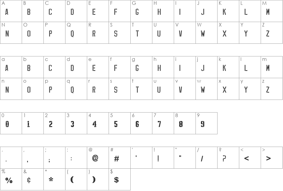 EXP FONT font character map preview