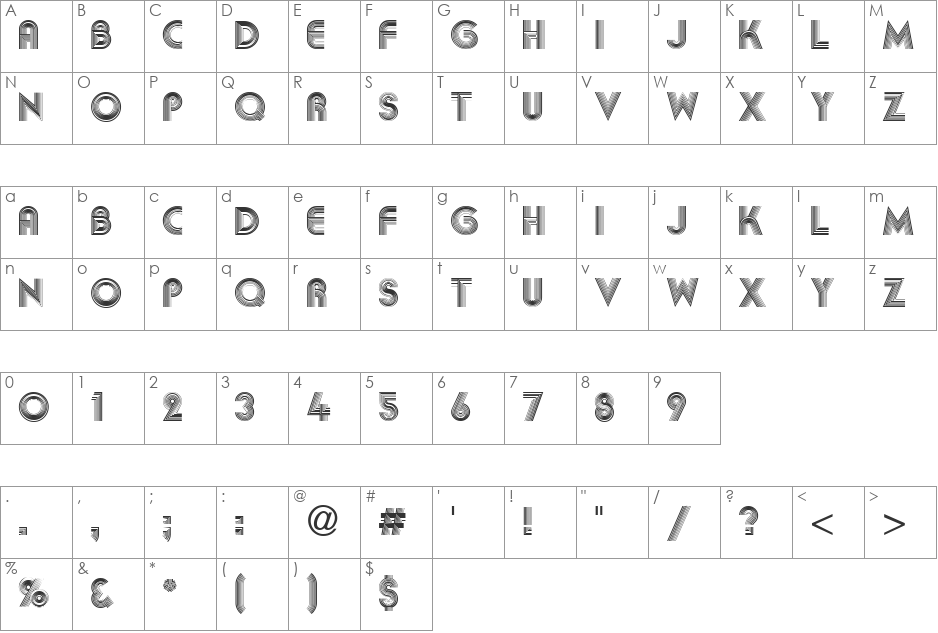 Expansion font character map preview