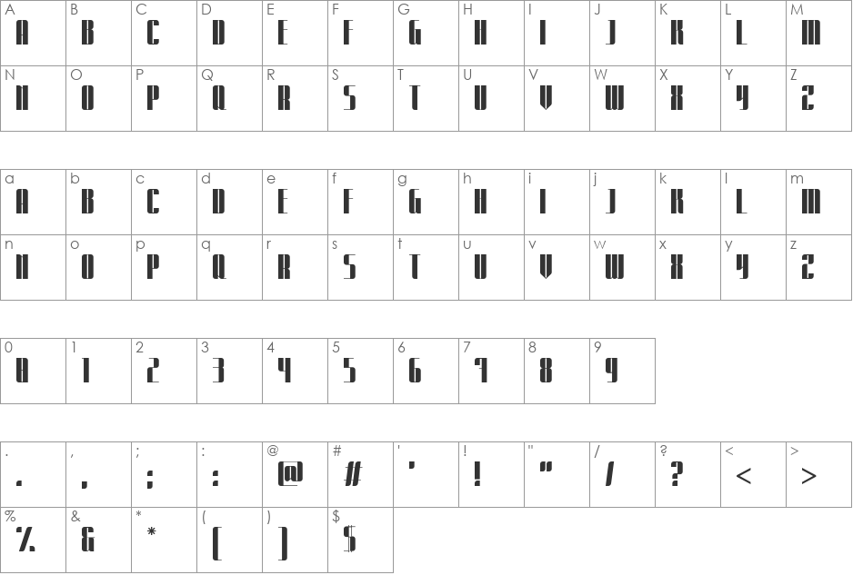 Expatriate_Promo font character map preview