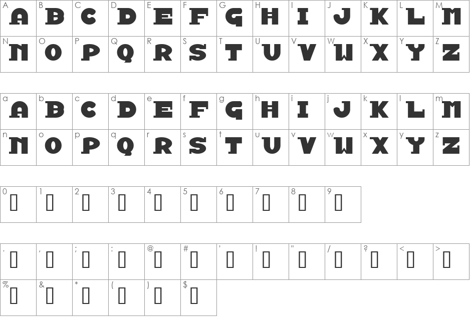 Experimenta font character map preview