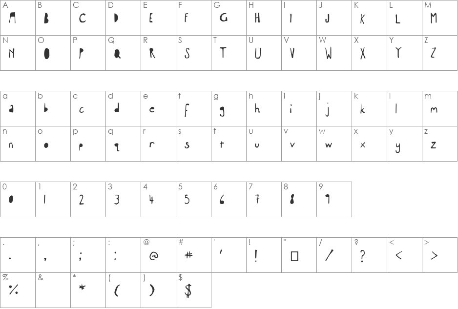 ExperimentalSeexFont font character map preview