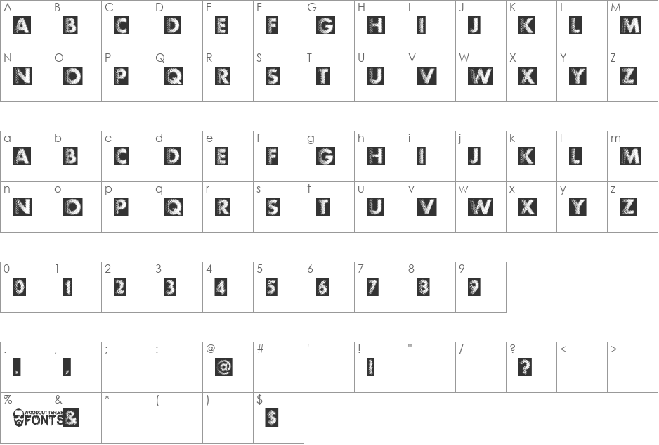 Experimento font character map preview