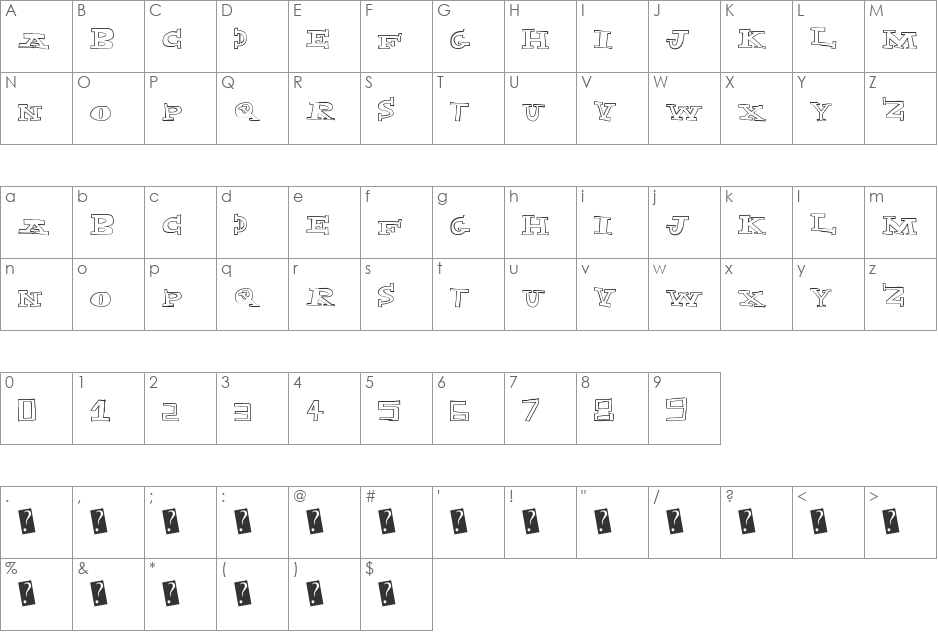 ExplodedCapital font character map preview