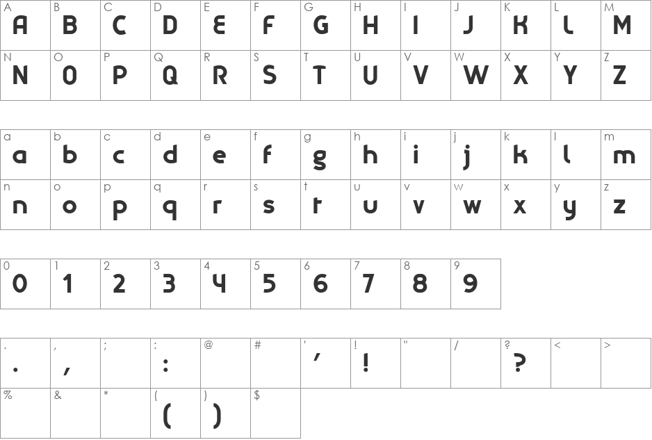 Explora font character map preview