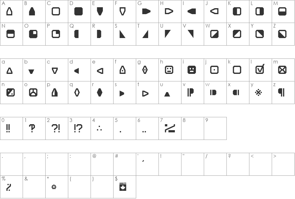 Expo Symbols font character map preview