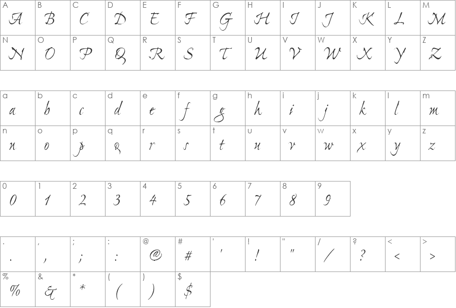 ExPonto font character map preview