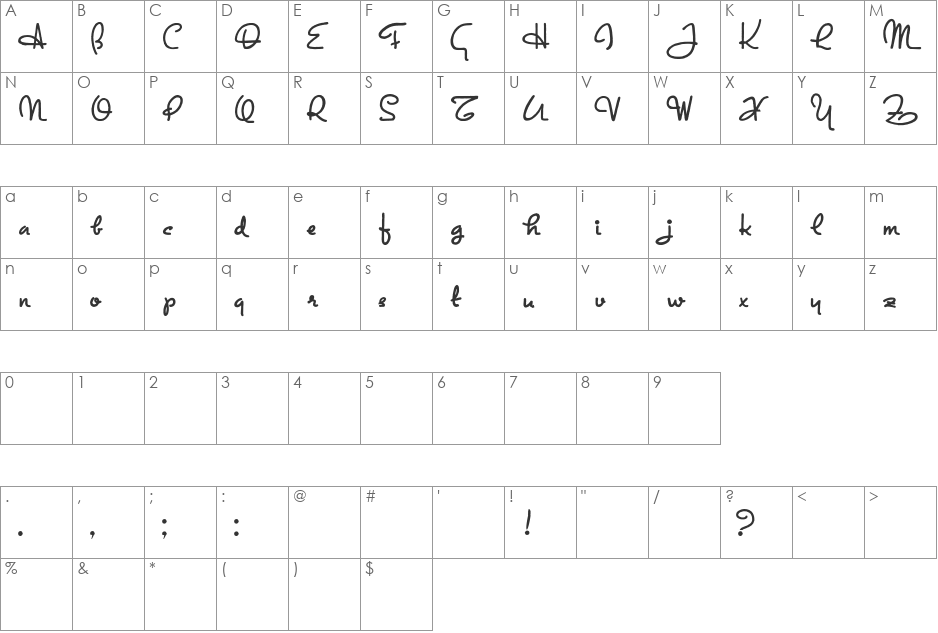 Exposition font character map preview