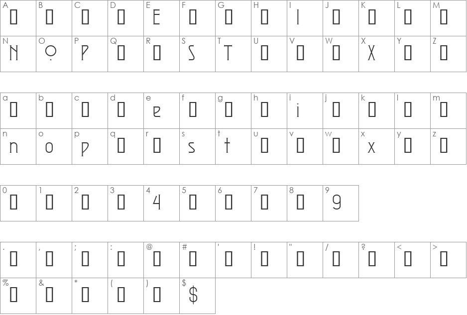 Exposition font character map preview
