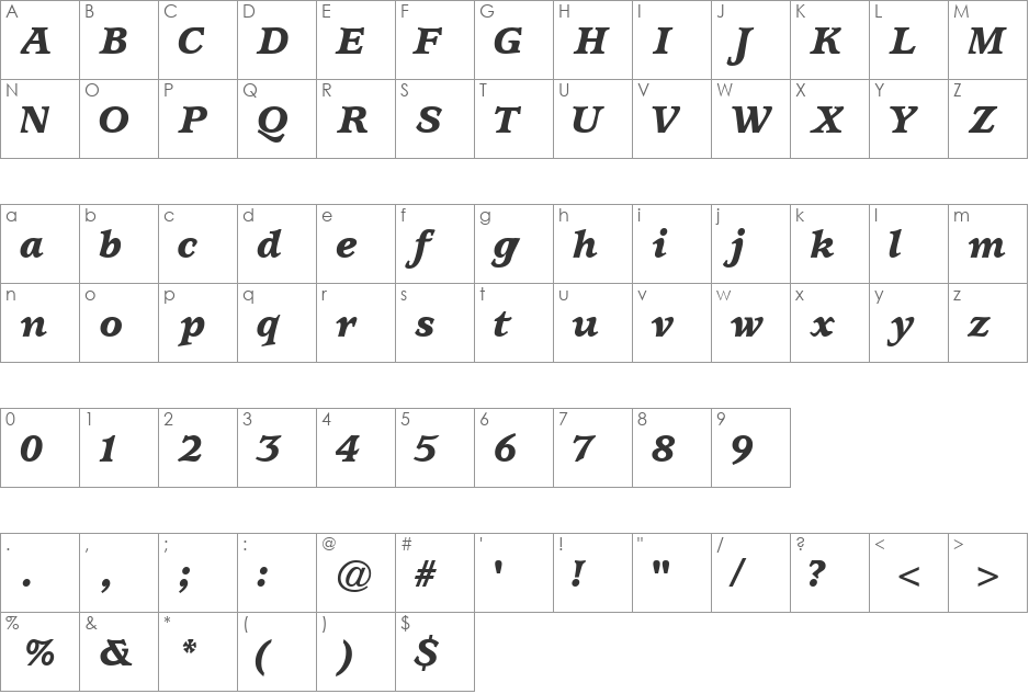 ExpositionBlackSSi font character map preview
