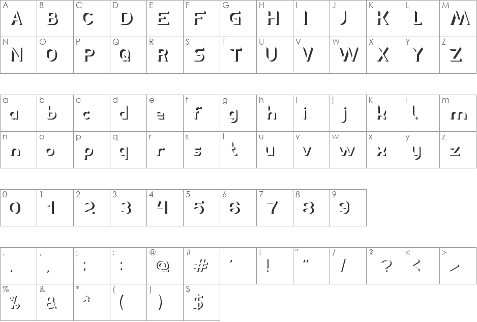 EXPOSURE font character map preview