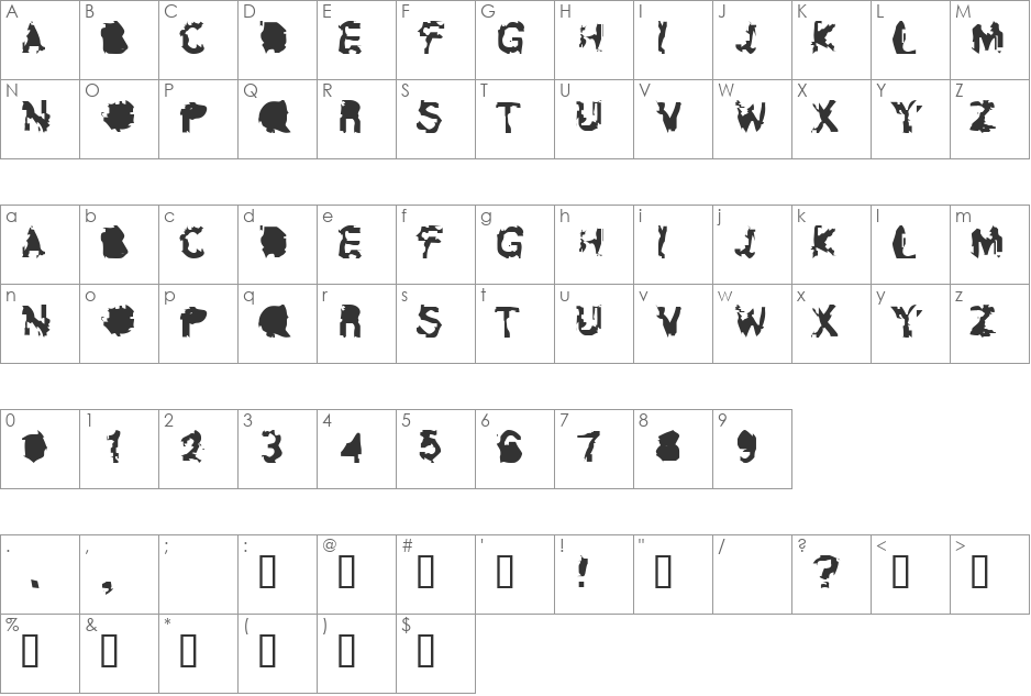 Exposure font character map preview