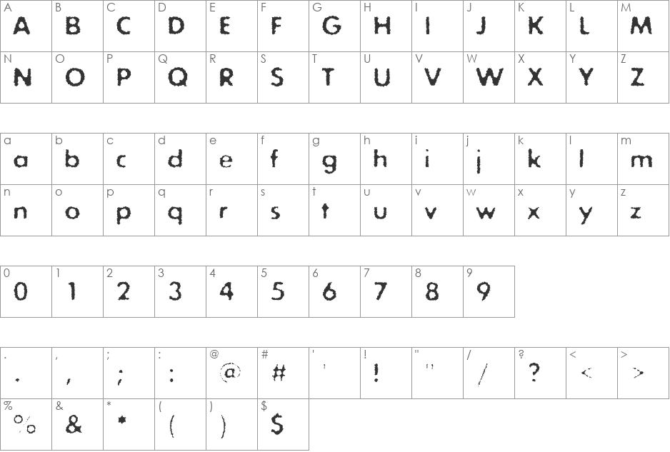 ExposureCOneRough font character map preview