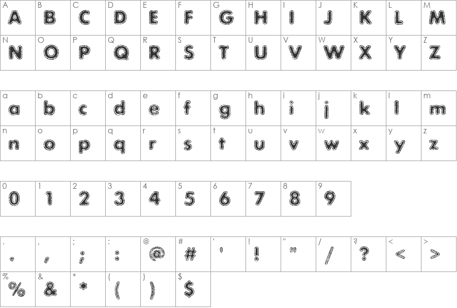 ExposureCTwoRough font character map preview