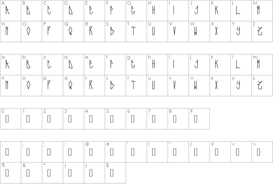 Expresiva font character map preview