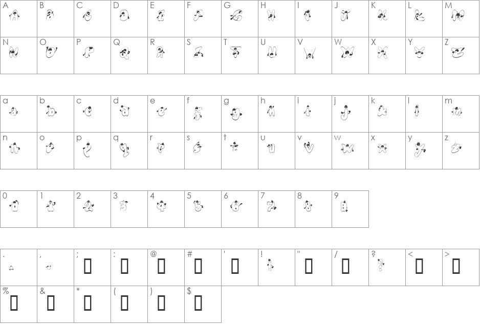 Expresso font character map preview