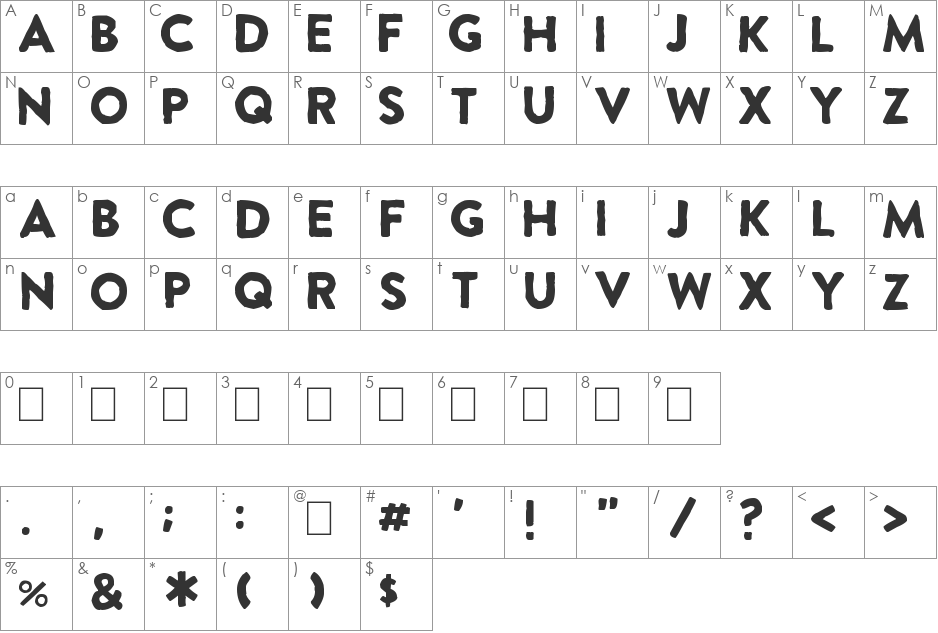 Extra Grotesque font character map preview