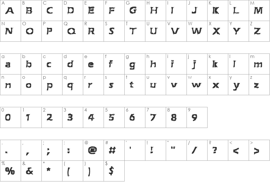 Extraction BRK font character map preview