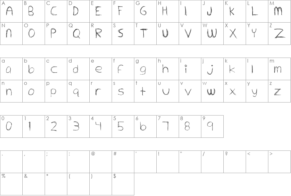 Extrafine font character map preview