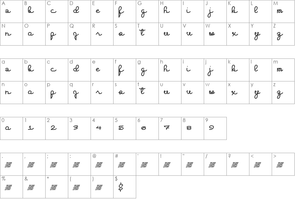 ExtraHighs font character map preview