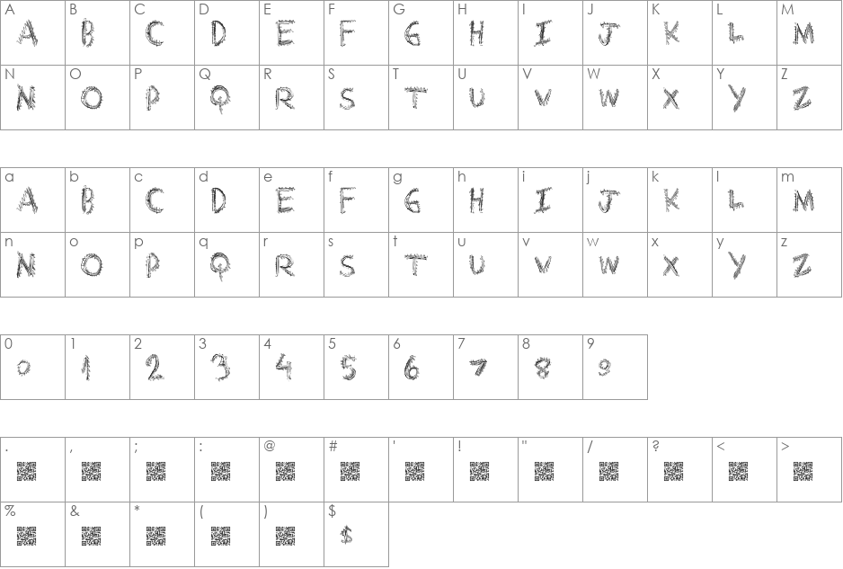 ExtraString font character map preview